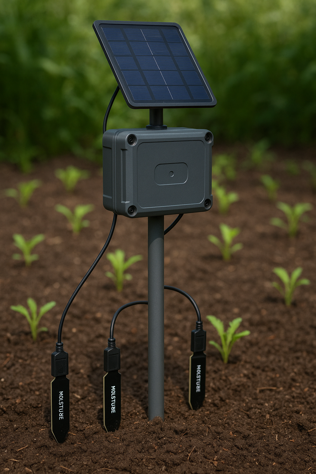 Solar powered soil moisture monitoring system